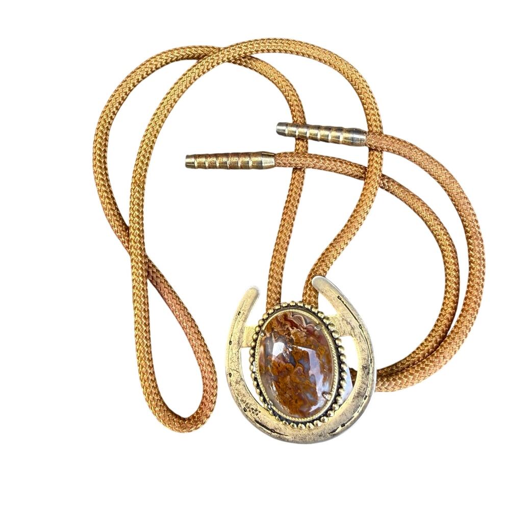 Vintage Bolo Tie - Western Retro Horse Shoe Cowboy Style Gold Tone Horseshoe